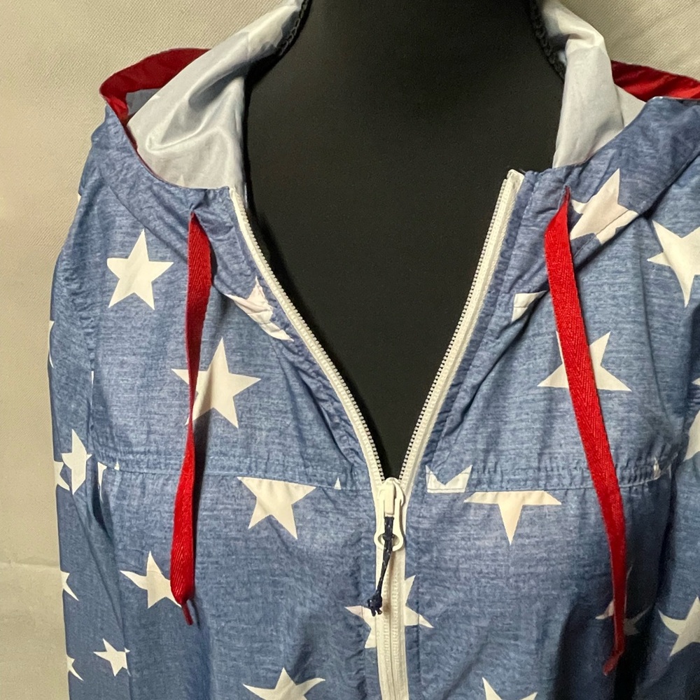 Eddie Bauer Blue Star-Print Jacket with Red and White Accents
